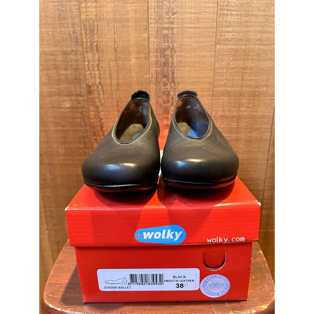 Wolky 359300 Ballet Women's Flat EU 38 US 7-7.5 Black Smooth Leather